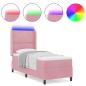 Preview: LED Boxspringbett mit Matratze Rosa 80 x 200 cm Samt