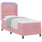 Preview: LED Boxspringbett mit Matratze Rosa 80 x 200 cm Samt