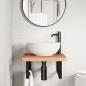 Preview: Waschbeckenregal Wandmontage Stahl und Massivholz Buche