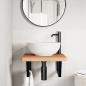 Preview: Waschbeckenregal Wandmontage Stahl und Massivholz Buche
