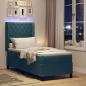 Preview: LED Boxspringbett mit Matratze mit Kissen Blau 80 x 200 cm Samt
