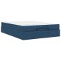 Preview: Bettgestell mit Speicher Blau 160 x 200 cm Stoff