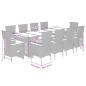 Preview: 11-tlg. Garten-Essgruppe mit Kissen Schwarz Poly Rattan