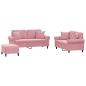 Preview: 3-tlg. Sofagarnitur mit Kissen Rosa Samt