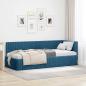 Preview: ARDEBO.de - Eckbettgestell mit Kopfteil Blau 80 x 200 cm Samt
