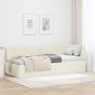 Preview: ARDEBO.de - Eckbettgestell mit Kopfteil Creme 80 x 200 cm Samt