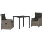Preview: Garten Essgruppe 3 pcs Grau Poly-Rattan