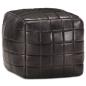 Preview: ARDEBO.de - Pouf Schwarz 40 x 40 x 40 cm Echtes Ziegenleder