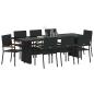 Preview: Garten Essgruppe 9 pcs Schwarz Poly Rattan