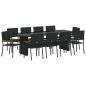 Preview: Garten Essgruppe 11 pcs Schwarz Poly Rattan