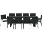 Preview: Garten Essgruppe 11 pcs Schwarz Poly Rattan