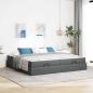 Preview: ARDEBO.de - Bettgestell mit Speicher Dunkelgrau 200 x 200 cm Stoff