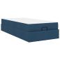 Preview: Bettgestell mit Matratze Blau 90 x 200 cm Stoff