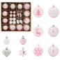 Preview: Weihnachtskugel-Set 40 pcs Weiß und Rosa