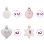 Preview: Weihnachtskugel-Set 40 pcs Weiß und Rosa