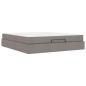 Preview: ARDEBO.de - Bettgestell mit Speicher Taupe 180 x 200 cm Stoff