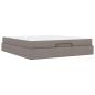 Preview: Bettgestell mit Speicher Taupe 180 x 200 cm Stoff