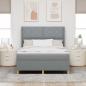 Preview: ARDEBO.de - Boxspringbett mit Matratze Hellgrau 140 x 190 cm Stoff