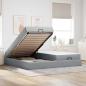 Preview: ARDEBO.de - Bettgestell mit Speicher Hellgrau 200 x 200 cm Stoff