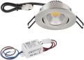 Preview: ARDEBO.de EVN PC20-Serie LED Deckeneinbau, rund, schwenkbar, IP20, 220-240V, 3W, 3000K, 300lm, inkl. Netzgerät, EDS-Optik STL (PC20N31302)