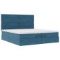Preview: Ottoman-Bett mit Matratzen & LED Dunkelblau 200x200 cm Samt