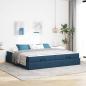 Preview: ARDEBO.de - Bettgestell mit Speicher Blau 200 x 200 cm Stoff