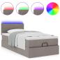 Preview: Ottoman-Bett mit Matratze & LEDs Taupe 80x200 cm Stoff