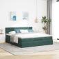 Preview: Ottoman-Bett mit Matratze Dunkelgrün 200x200 cm Samt