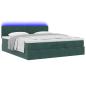 Preview: Ottoman-Bett mit Matratzen & LEDs Dunkelgrün 200x200 cm Samt