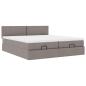 Preview: Ottoman-Bett mit Matratzen & LEDs Taupe 160x200 cm Stoff