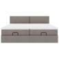 Preview: Ottoman-Bett mit Matratzen & LEDs Taupe 160x200 cm Stoff