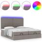 Preview: Ottoman-Bett mit Matratzen & LEDs Taupe 160x200 cm Stoff