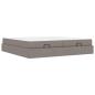 Preview: Bettgestell mit Speicher Taupe 200 x 200 cm Stoff