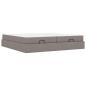 Preview: Bettgestell mit Speicher Taupe 200 x 200 cm Stoff