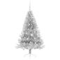 Preview: Künstlicher vorbeleuchteter Weihnachtsbaum Silber 150 cm PET