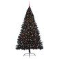 Preview: Künstlicher vorbeleuchteter Weihnachtsbaum Schwarz 210 cm PVC