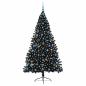 Preview: Künstlicher vorbeleuchteter Weihnachtsbaum Schwarz 210 cm PVC