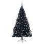 Preview: Künstlicher vorbeleuchteter Weihnachtsbaum Schwarz 210 cm PVC