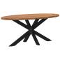 Preview: Esstisch Hellbraun 200x100x74 cm Massivholz Eiche Oval
