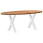 Preview: Esstisch Hellbraun 200x100x74 cm Massivholz Eiche Oval