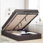 Preview: Bettgestell mit Matratze Dunkelbraun 120 x 190 cm Stoff