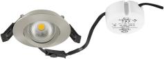 Preview: ARDEBO.de EVN COMPACTO68 LED Deckeneinbau, rund, schwenkbar, IP44, 200-240V, 6W, 3000K, 683lm, inkl. dimmbaren Netzgerät, Edelstahloptik (E44061302)
