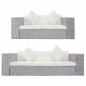 Preview: 2-tlg. Sofagarnitur mit Auflagen Grau Natur Rattan