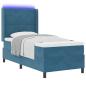 Preview: LED Boxspringbett mit Matratze Blau 90 x 200 cm Samt
