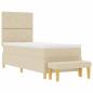 Preview: Boxspringbett mit Matratze mit Kopfteil Creme 80 x 200 cm Stoff