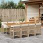 Preview: ARDEBO.de - 9-tlg. Garten-Essgruppe mit Kissen Beige Poly Rattan