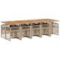 Preview: 11-tlg. Garten-Essgruppe mit Kissen Beige Poly Rattan
