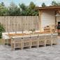 Preview: ARDEBO.de - 13-tlg. Garten-Essgruppe mit Kissen Beige Poly Rattan