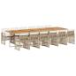 Preview: 13-tlg. Garten-Essgruppe mit Kissen Beige Poly Rattan