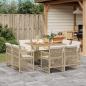 Preview: ARDEBO.de - 9-tlg. Garten-Essgruppe mit Kissen Beige Poly Rattan
